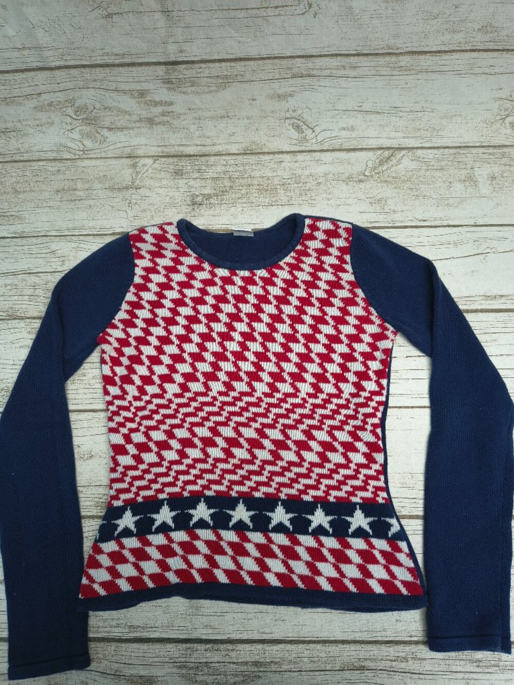 Vintage Tommy Jeans Made in Japan Houndstooth Stars Sweater M
